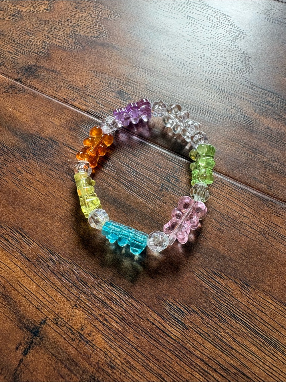 Colorful Homemade Gummy Bear Multi-Gem Stretch Beaded Bracelet